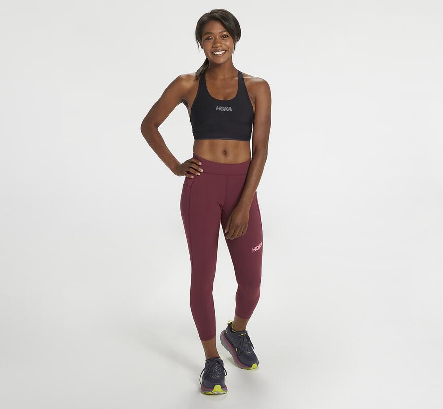 Hoka One One Broek Dames - Performance Crop Tight - Bruin - EV8951426